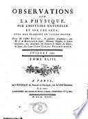 Observations et memoires sur la physique, sur l'histoire naturelle et sur les artes et métiers avec des planches en taille-douce, dedie a Mgr le Comte D'Artois