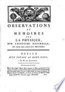 Observations et Memoires sur la Physique, sur L'Histoire Naturelle et sur les Arts et Métiers