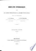 Observations météorologiques faites aux stations internationales de la Belgique et des Pays-Bas