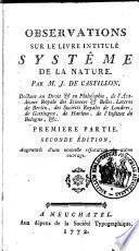 Observations sur le livre intitulé Système de la nature