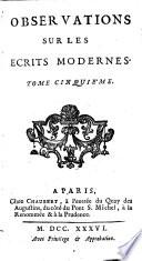 Observations sur les ecrits modernes