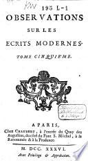 Observations sur les écrits modernes