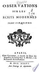 Observations sur les ecrits modernes