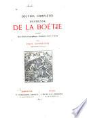 Oeuvres complètes d'Estienne de la Boëtie