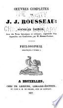 Oeuvres complètes de J.J. Rousseau: Philosophie. Politique