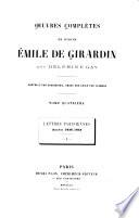 Oeuvres complètes de Madame Émilie de Girardin, née Delphine Gay: Lettres Parisiennes