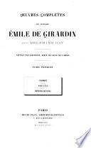 Oeuvres complètes de Madame Émilie de Girardin, née Delphine Gay: Poèmes. Poésies. Improvisations