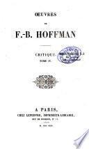 Oeuvres de F.-B. Hoffman ...: Beaux-arts. Ouvrages divers
