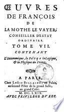 Oeuvres de François de la Mothe le Vayer