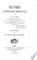 Oeuvres littéraires-musicales de J.B. Labat: Sujets religieux