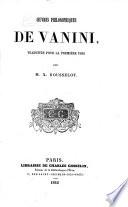 Oeuvres Philosophiques de Vanini