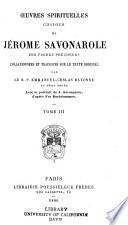 Oeuvres spirituelles choisies de Jérome Savonarole des frères prècheurs