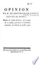 Opinion de M. de Bouthillier, député du Berry, membre du comité militaire, sur le plan de ce comité, prononcée à l'Assemblée nationale, le vendredi 30 juillet 1790
