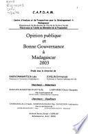 Opinion publique et bonne gouvernance à Madagascar