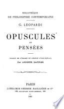 Opuscules et pensées