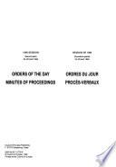 Orders of the Day, Minutes of Proceedings
