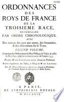 Ordonnances des Rois de France de la 3e Race, recueillies par ordre chronologique...