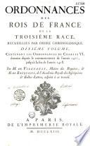 Ordonnances des Rois de France de la 3e Race, recueillies par ordre chronologique...