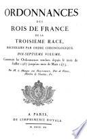 Ordonnances des rois de France de la troisième race