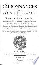 Ordonnances des roys de France de la troisiéme race