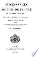 Ordonnances des roys de France de la troisième race
