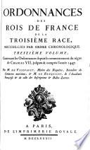 Ordonnances des roys de France de la troisieme race, recueillies par ordre chronologique (etc.)