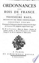 Ordonnances des roys de France de la troisième race, recueillies par ordre chronologique