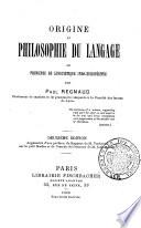 Origine et philosophie du langage