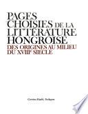 Pages choisies de la littérature hongroise