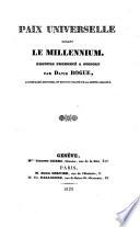 Paix universelle durant le millénium, discours prononcé à Gosport par David Bogue
