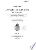 Parallèle des langues de l'Europe et de l'Inde...