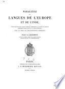 Parallele des langues de l'Europe et de l'Inde