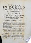 Pareri in duello d'incerto autore sopra l'Orlando Furioso ... tratti dall'edizion di Venezia del Valvassori del 1567