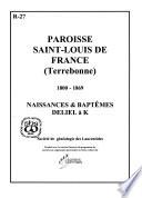 Paroisse Saint-Louis de France, Terrebonne, 1800-1869: Deliel à K