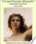 Paul Appell Biographie, Bibliographie Analytique Des Ecrits