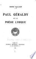 Paul Géraldy et la poésie lyrique