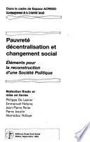 Pauvreté, décentralisation et changement social