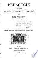 Pédagogie a l'usage de l'enseignement primaire