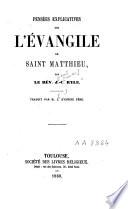 Pensées explicatives sur l'Evangile de saint Matthieu