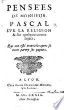 Pensées ... sur la Religion, etc