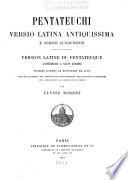 Pentateuchi versio latina antiquissima e Codice Lugdunensi
