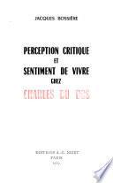 Perception critique et sentiment de vivre chez Charles Du Bos