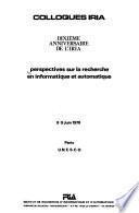 Perspectives sur la recherche en informatique et automatique, colloque, Unesco, Paris ... 1978