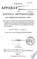 Petit apparat impérial ou Nouveau dictionnaire des commençans françois-latin...