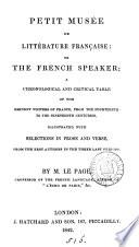 Petit musée de littérature française: or The French speaker. By m. Le Page
