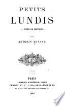 Petits Lundis : notes de critique