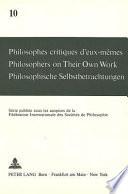 Philosophes Critiques D'eux-mêmes