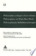 Philosophes critiques d'eux-mêmes