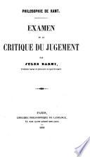 Philosophie de Kant. Examen de la Critique du jugement