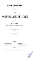 Philosophie. De la connaissance de l'Âme. Deuxième édition